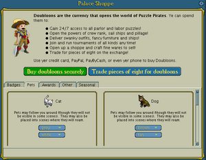 Palace Shoppe on a doubloon ocean
