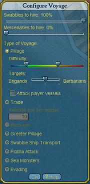 The Configure Voyage menu.
