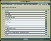 An image showing the chat shortcut configuration screen in the options menu.