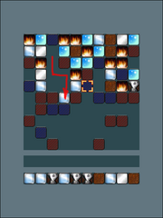 By dragging further, the block is placed in order to receive the second "blow" piece.