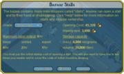 Interface for opening a bazaar stall.