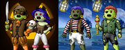 A variety of hair and skin colors.