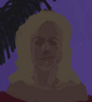 In the first image, I used a lighter color to split her face into 3 different planes.