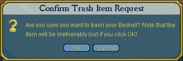 The item trash warning screen