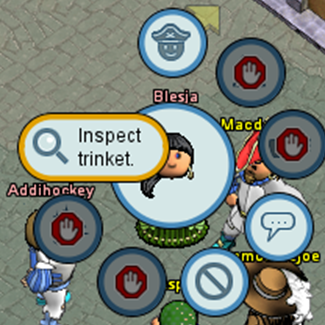 When a trinket is equipped, the radial menu has an Inspect trinket button.